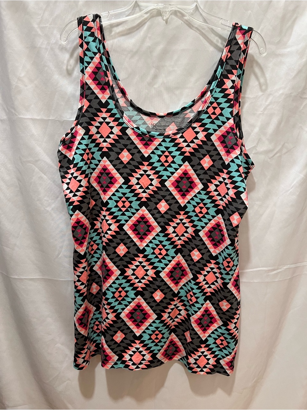 No Boundaries Aztec Print Tank Top - Pink & Teal